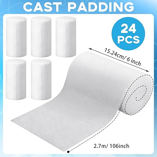 Miniatura 2 de Treela Paquete individual de 24 rollos de acolchado fundido, rollo de envoltura con yeso de tela suave para Halloween, vendaje, proyectos de arte