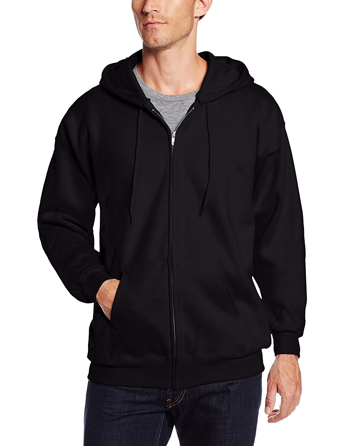 Hanes Men's Full Zip Ultimate Heavyweight Fleece Hoodie, Black, XX-Large