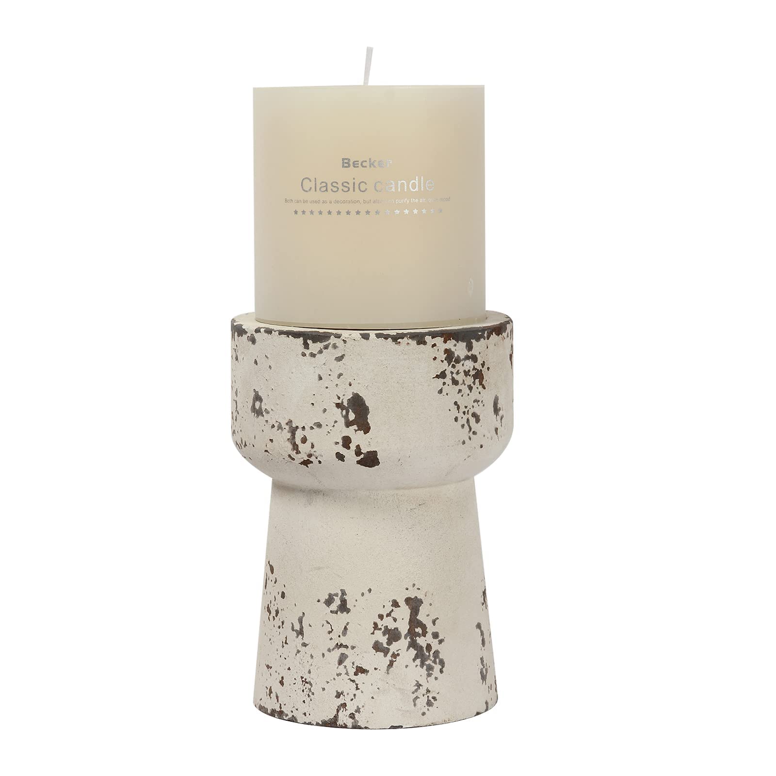 Handcrafted Rustic Wood Candle Holders, Vintage Distressed White Candle