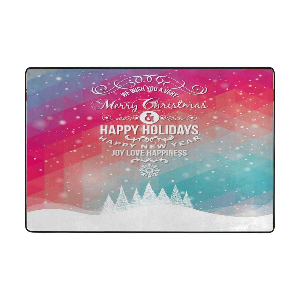 Tapis moderne motif Noël grande taille en polyester pour patio et salon