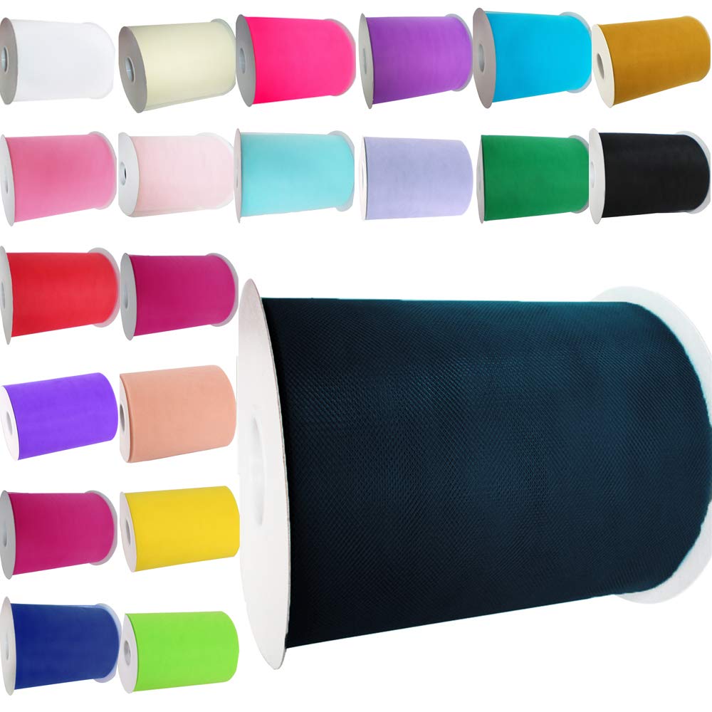 Time to Sparkle 3 Rolls Tulle Roll Spool 6 Inchs x 100yards Tutu Party Birthday Wraping Crafts Bridal Bow Skirt Wedding Decor - Navy Blue — image 1