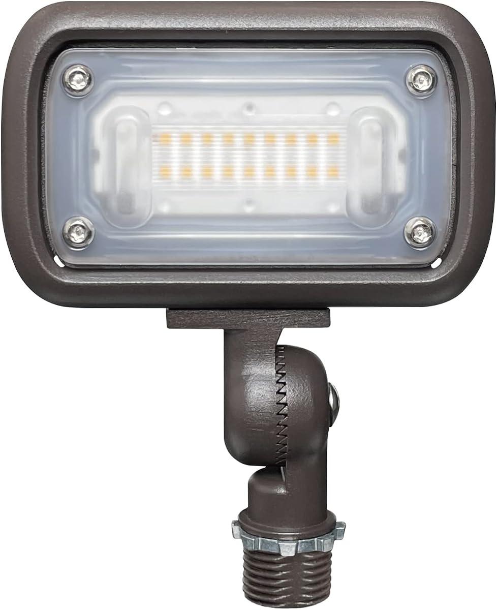 15W Outdoor LED Flood Security Lights, Waterproof Landscape Lighting, 50W PSMH Equivalent, 1500 Lumens, 4000K Cool White, 1/2" Adjustable Knuckle, Compact Size, UL-Listed