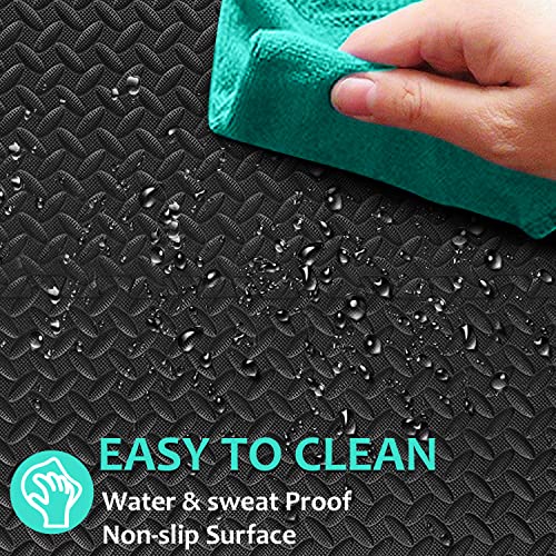 Beautyovo Puzzle Exercise Mat With 12/24 Tiles Interlocking Foam Gym Mats, 24'' X 24'' Eva Foam Floor Tiles, Protective Flooring Mats Interlocking For Gym Equipment (96 Sq.ft/24 Tiles - All Black) #TOP6