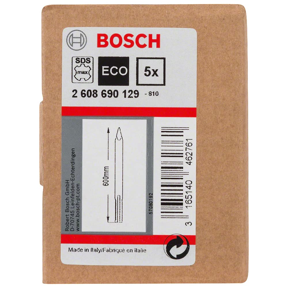 Bosch 5x PRO SDS max-4C Spitzmeißel-Set (für Beton, Ziegelstein, Ø mm, Professional Zubehör Bohrhammer, Abbruchhammer)