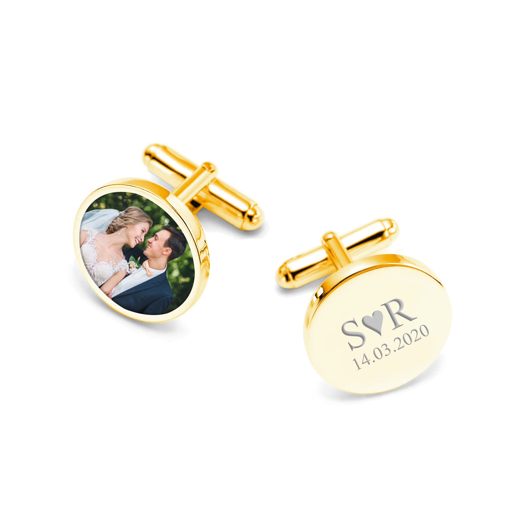 Personalized Customized Gold Plated Mens any Message Photo Cufflinks With Photo (Brass- Silver Plating) (B0B14V9G4P) Amazon Price History, Amazon Price Tracker