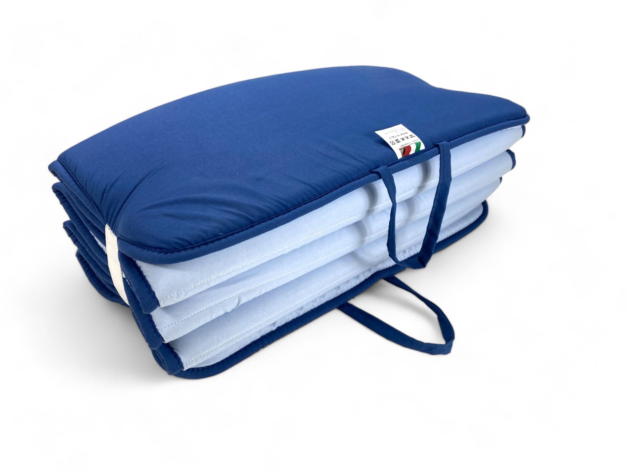 Tex family Matelas Pliable pour Lit de Plage, Chaise Longue, Piscine, Double Face 52x200 et épaisseur 2 cm, avec poignées, couleur Bleu/Bleu clair