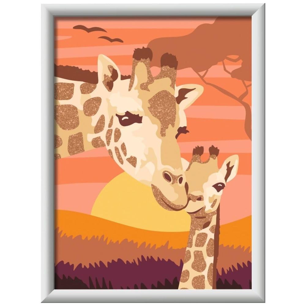 Ravensburger - CreArt Series D - Giraffes at Sunset | Paint by Numbers | Paint Kit | Measures 25 x 18,30 | Kids Games 9 Years | Gift Ideas | Gift for Child 9 Years