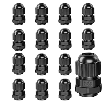 IP68 Nylon Waterproof Cable Glands/Cable Gland Assortment/NPT Cable Connector Kit, UL Listed for Electrical Boxes (Black) (14Pcs-PG9)