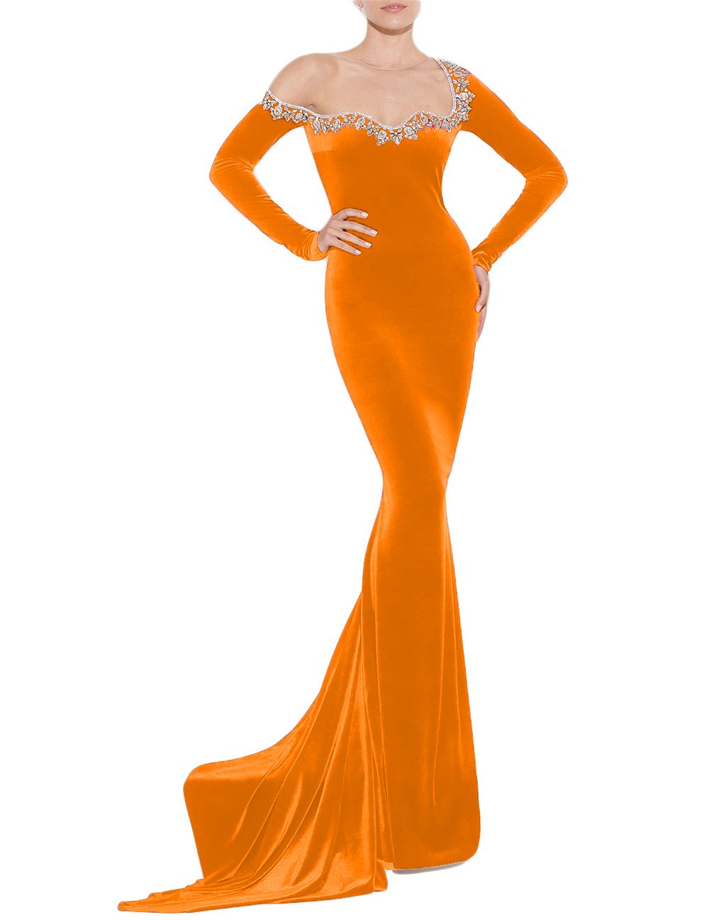 Women's Long Sleeve Prom Dresses Mermaid Evening Formal Gowns YPM283A