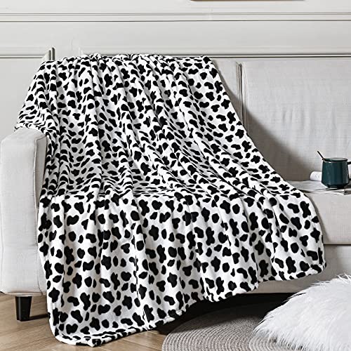 Vessia 300Gsm Oversized Flannel Fleece Throw Blanket(50X70 Inch) - Black And White Cow Print Blanket - Soft And Cozy Cow Blanket For Couch, Sofa, Bed - Warm Blanket For Winter, Fall, Summer, Spring #TOP8