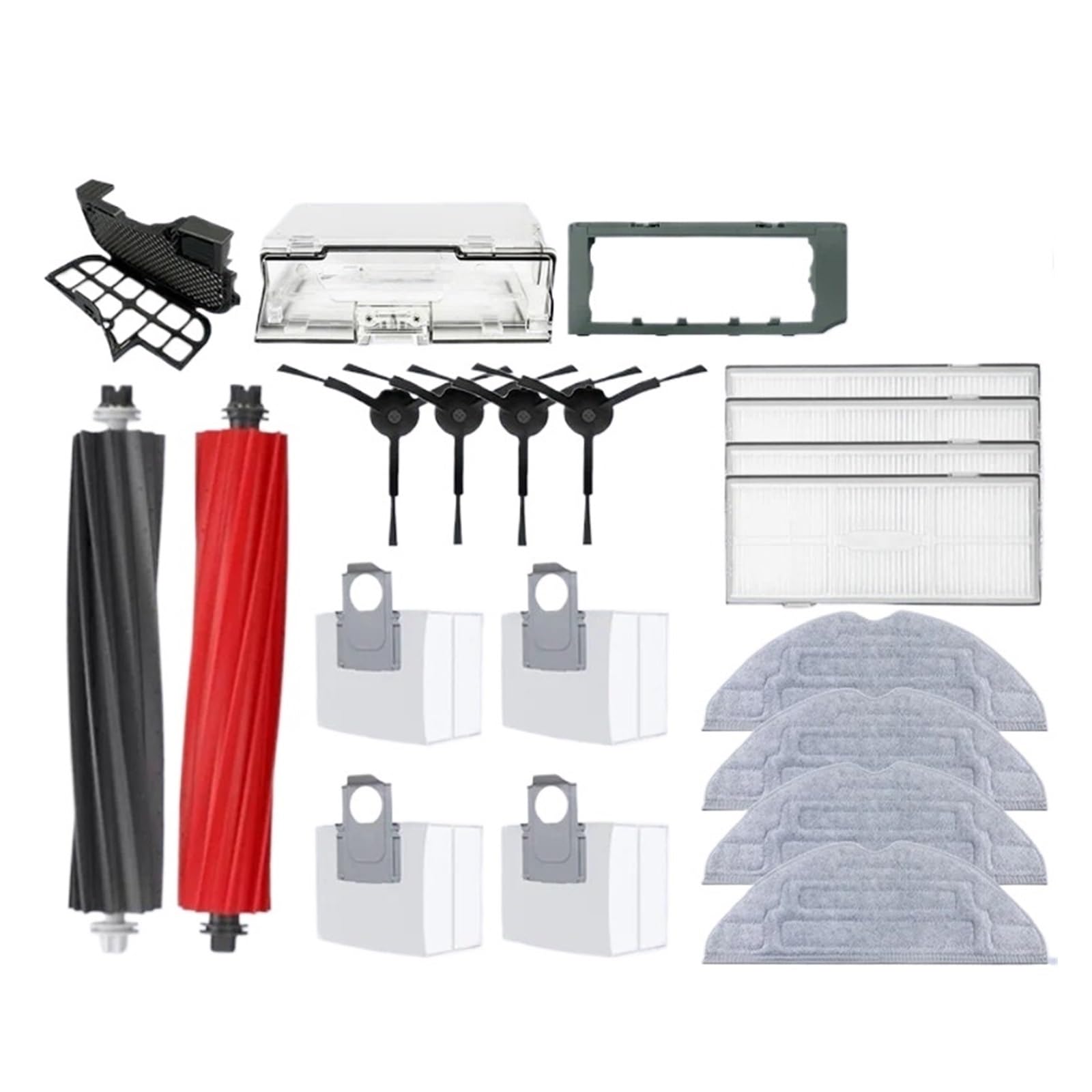liveryde Pièces de rechange compatibles avec Roborock S8 / S8 Plus Robot Aspirateur, 1 brosse à double rouleau, 4 brosses latérales, 4 filtres Hepa, 4 chiffons de vadrouille pack de rechange