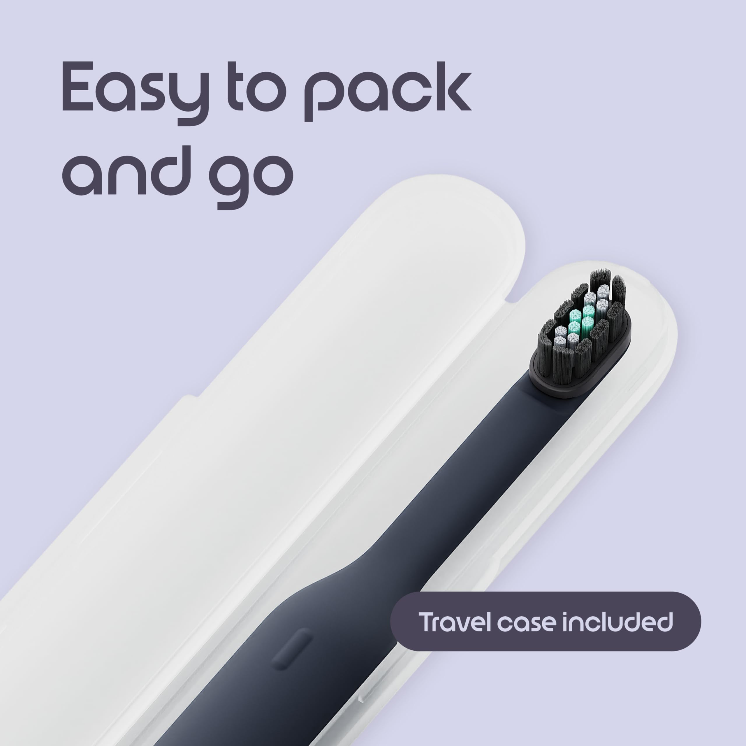 Quip Ultra Lite - Cepillo de dientes eléctrico temporizado con funda, cabezal de cepillo reemplazable, cerdas suaves, mango de silicona y plástico, duración de la batería de 30 días, cepillo de