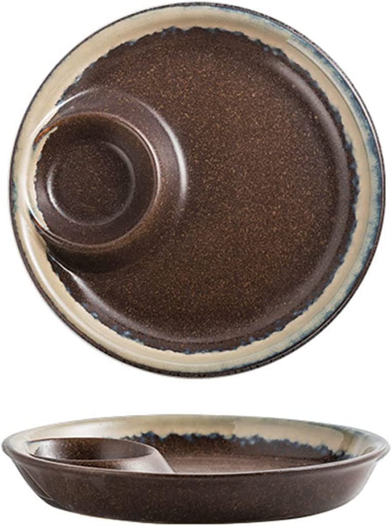 Knödelteller mit Saucenschale, Pommesschale, japanischer Stil, Set mit 2 Keramik-Chip- und Dip-Schalen, Dip- und Chips-Servierschale, Chip-Dip-Servierplatte, passend for Sushi, Knödel, Snacks – B (Far