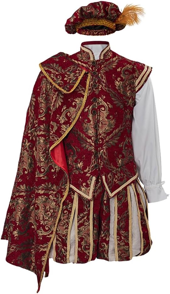 Men's Tudor Elizabethan Period Costume Royal Pince Tudor King Costume Nobleman Costume Vest Pants Hat Cape