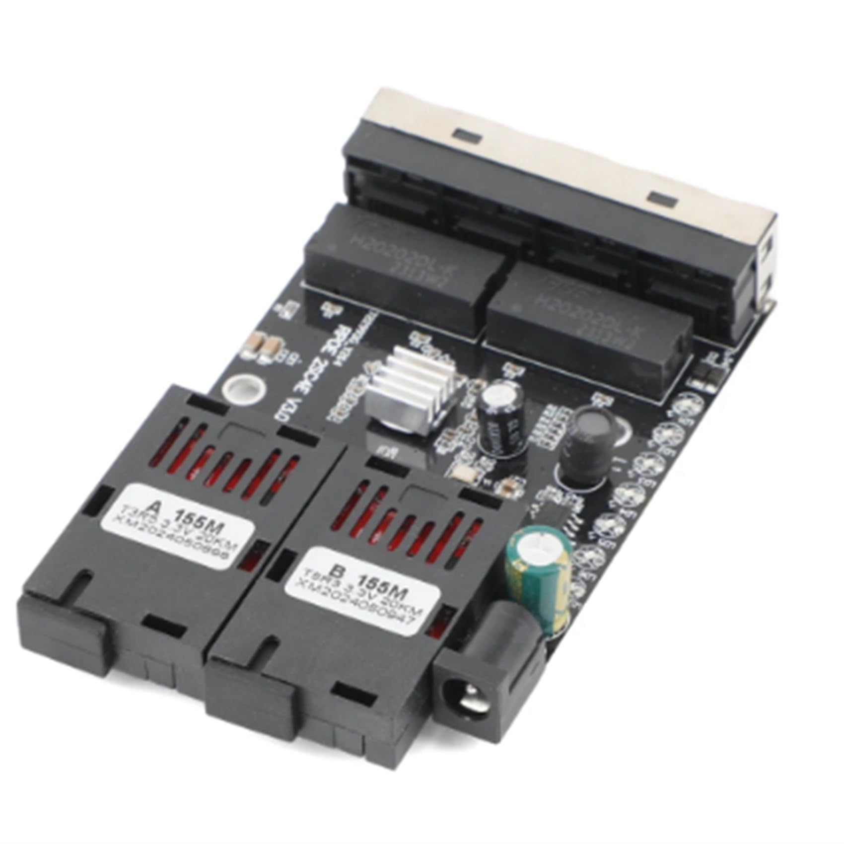 5X Convertisseur de Média Fibre Optique 100 M, 4 Connecteurs RJ45 vers 2 Connecteurs Optiques SC A+B, Ports 1310 Nm/1550 Nm, Carte PCBA, Commutateur Ethernet 20 Km