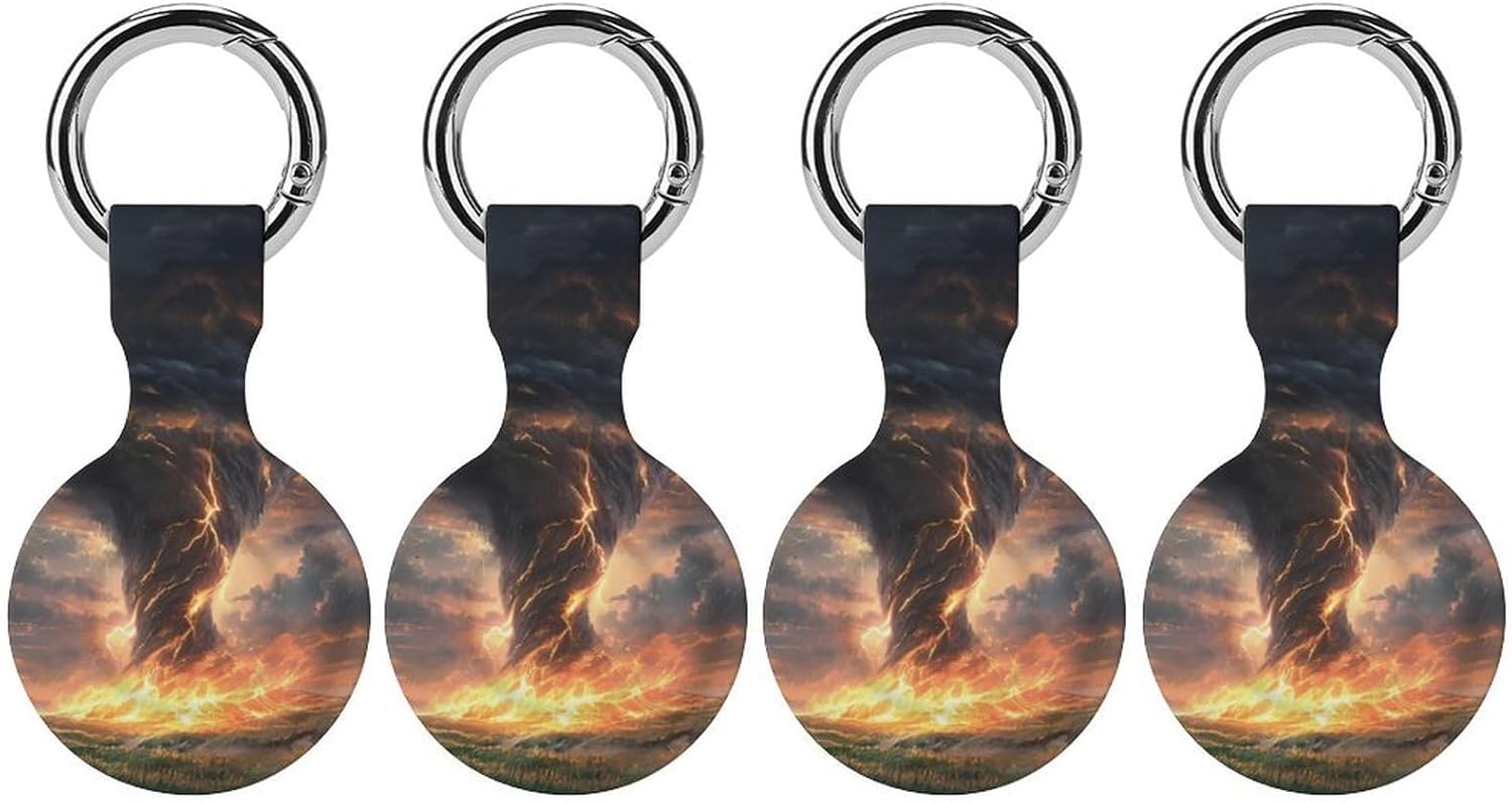 Powerful Tornado Funny Cover Compatible with AirTag Case Protector GPS Tracker Holder with Keychain