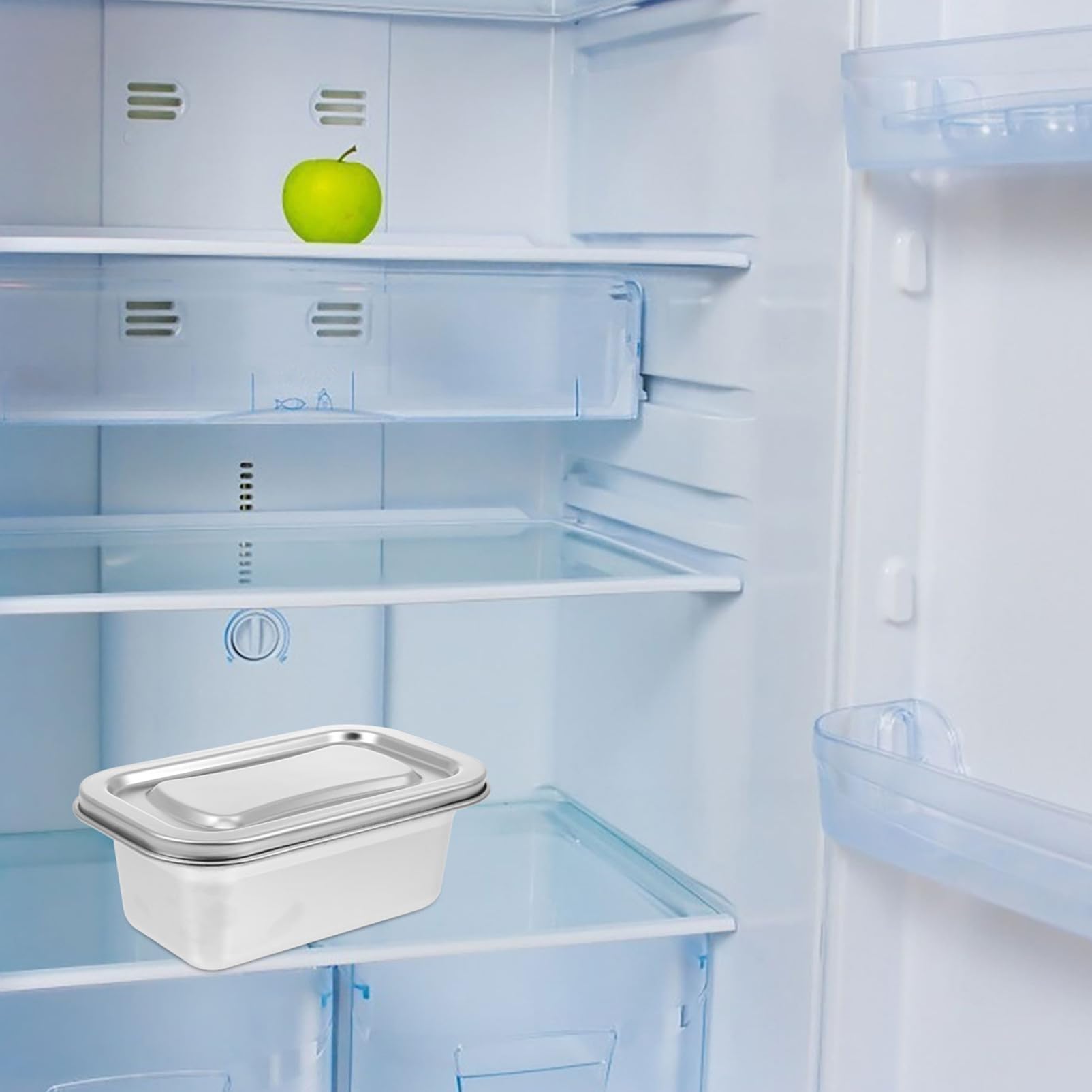 Angoily 3 Stück Eiscreme-Behälter aus Edelstahl – stapelbare Gefrierbehälter für die Aufbewahrung von Lebensmitteln, wiederverwendbar – hausgemachte Eiscreme-Aufbewahrungsbehälter für Kühlschrank