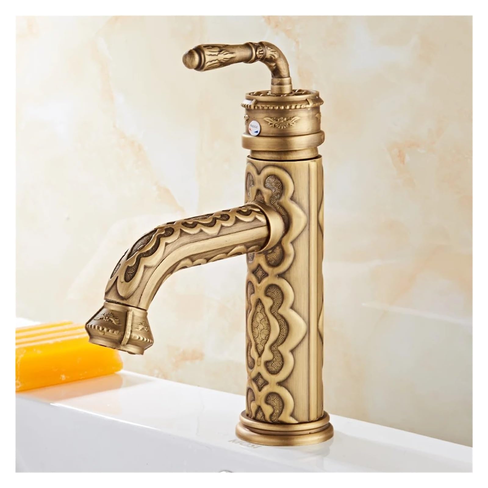 DFGHNBVC Antique V-Intage Brass Basin Faucet Bathroom Sink Faucet Installation Hot Cold Single Handle Vanity Sink Faucet,Faucets, Cf001