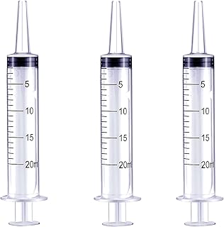HaBeuniver 20ml Syringe, 3 Pack Large Plastic Syringe for Scientific Labs and Dispensing Multiple Uses Measuring Syringe Tools