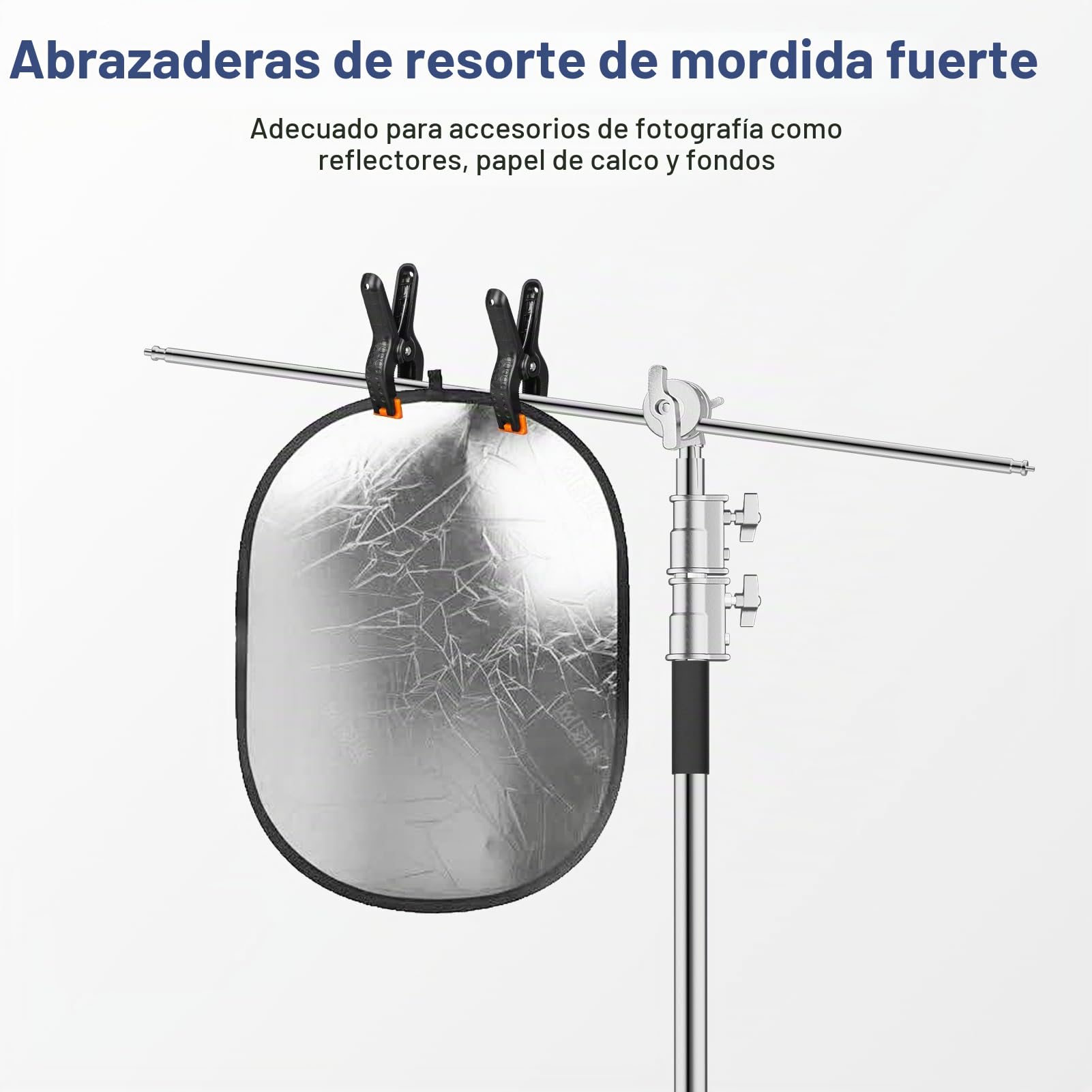 EMART C Stand Extensible con Brazo Jirafa de 128cm, 300cm Soporte de Iluminación de Acero Inoxidable Ajustable para Reflector, Softbox, Monolight, Paraguas