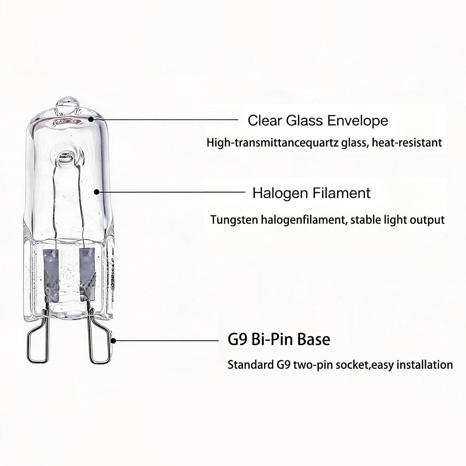 20PCS G9 Halogen Birne 230V 25W G9 Stiftsockel Lampe 2800K für Dunstabzugshaube und Mikrowelle