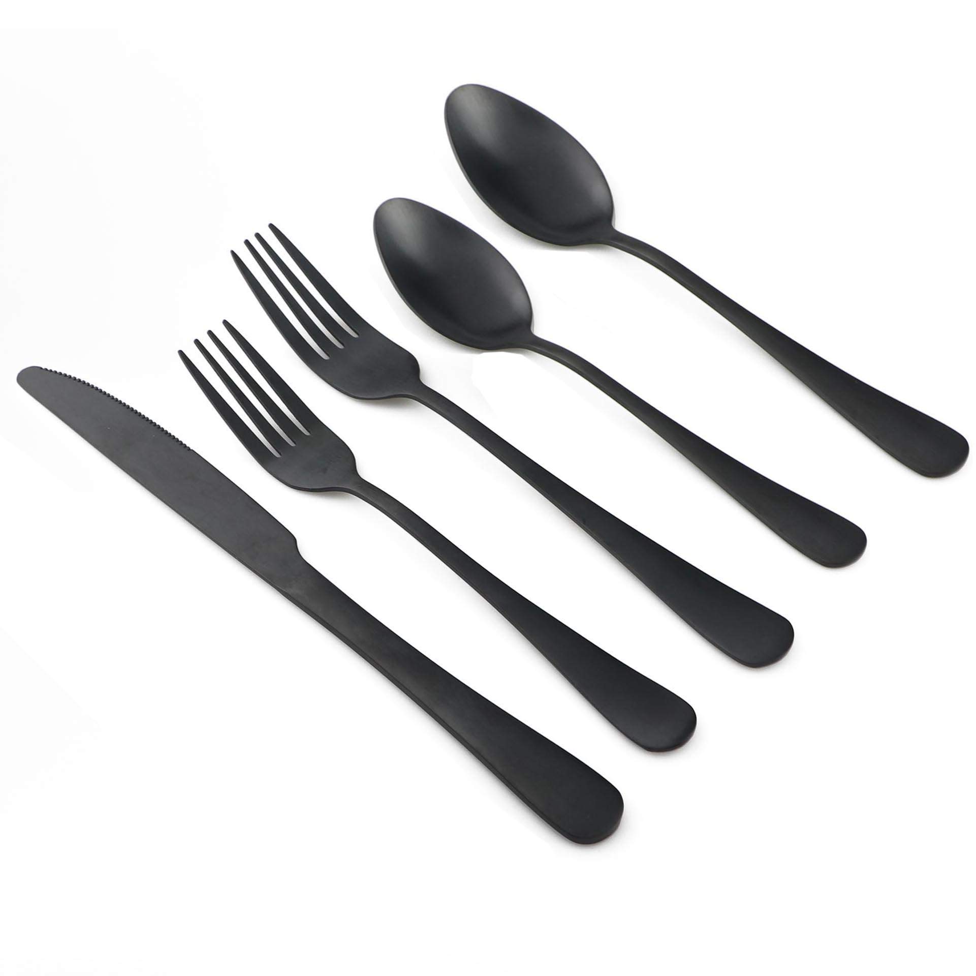 Besteck-Set, Edelstahl, matt, 20-teilig schwarz