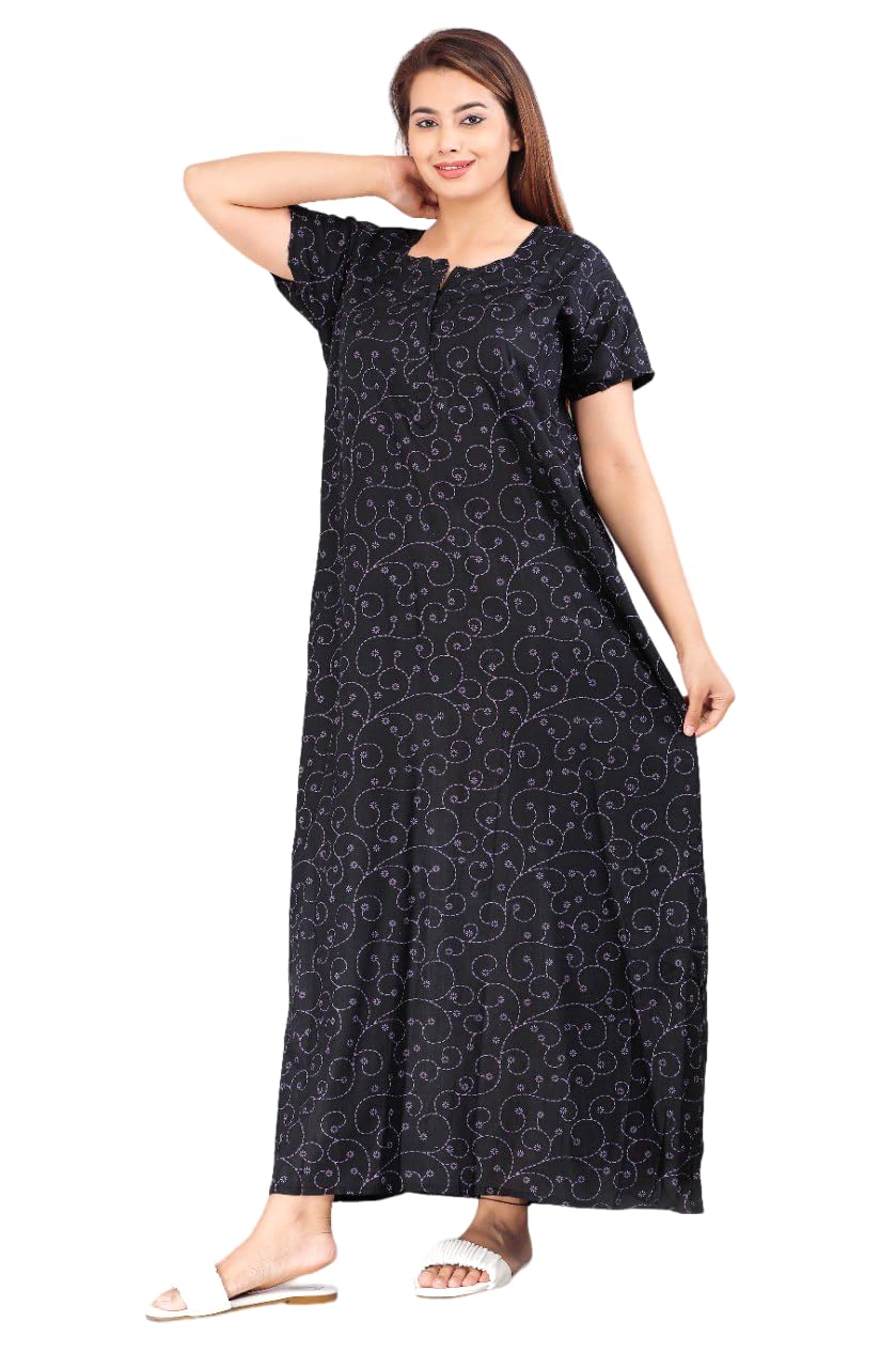 homezilla Nighty for Women Cotton, Printed Night Dress for Women- Free Size-picture-20