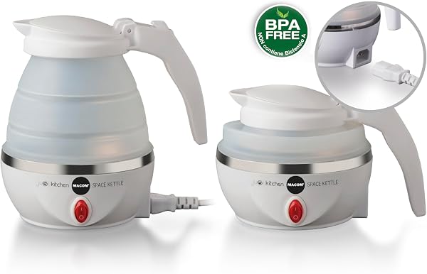MACOM, Foldable and Space-Saving Electric Kettle – 800 ml – Removable Cable – BPA – Whether at Home or on the Go – Ergonomic Handle and Spout – Just Kitchen 862 Space Kettle - 3