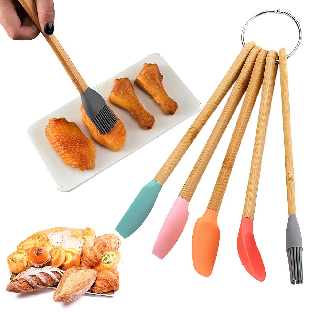 Lot de 5 spatules en silicone de qualité alimentaire antiadhésives pour cuisine et barbecue