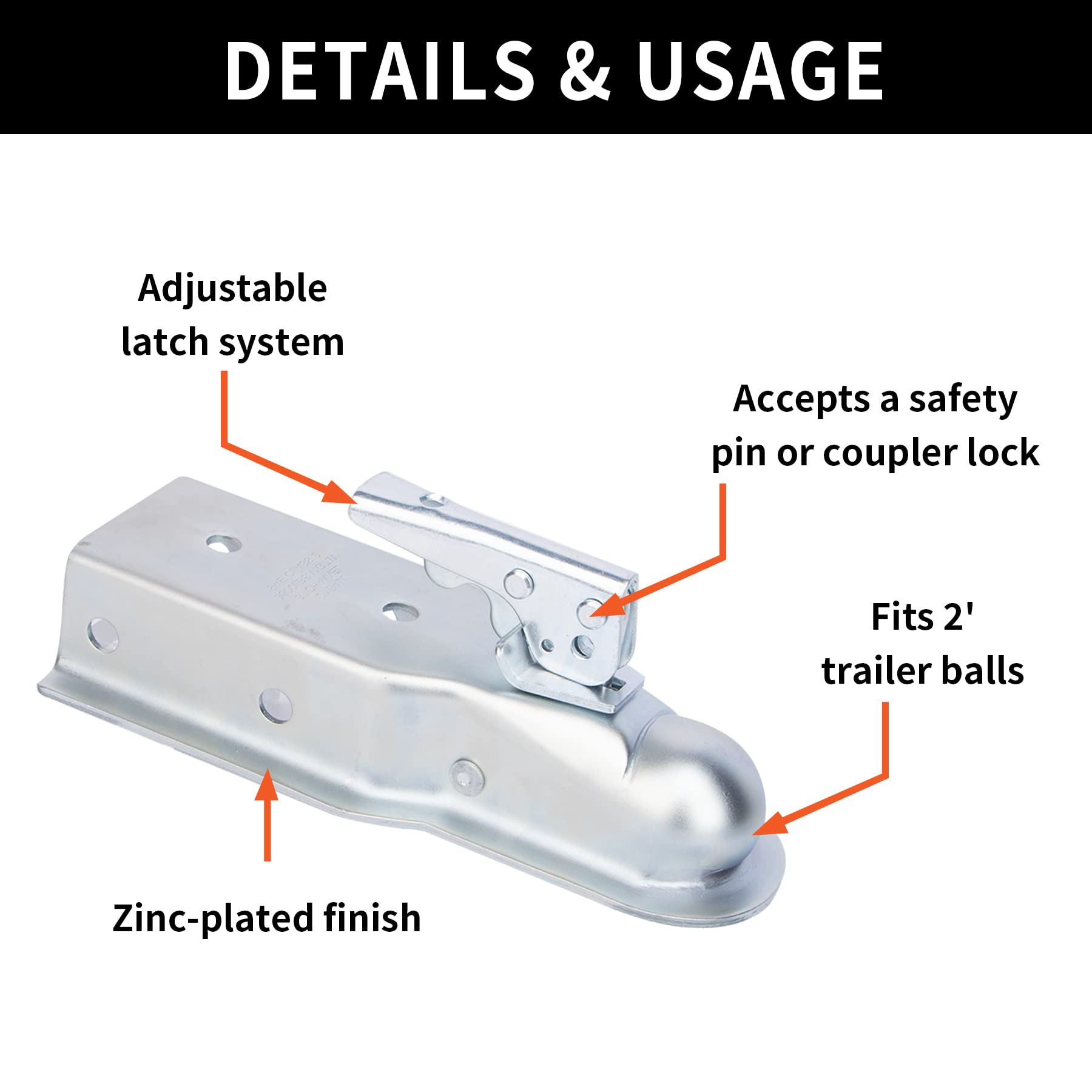 METOWARE Trailer Coupler Lock Set, Trailer Coupler for 3" Channel, 2" Ball Trailer Tongue Coupler 3,500LBS and 1/4â€? Dia 3/4â€? Span Trailer Tongue Lock