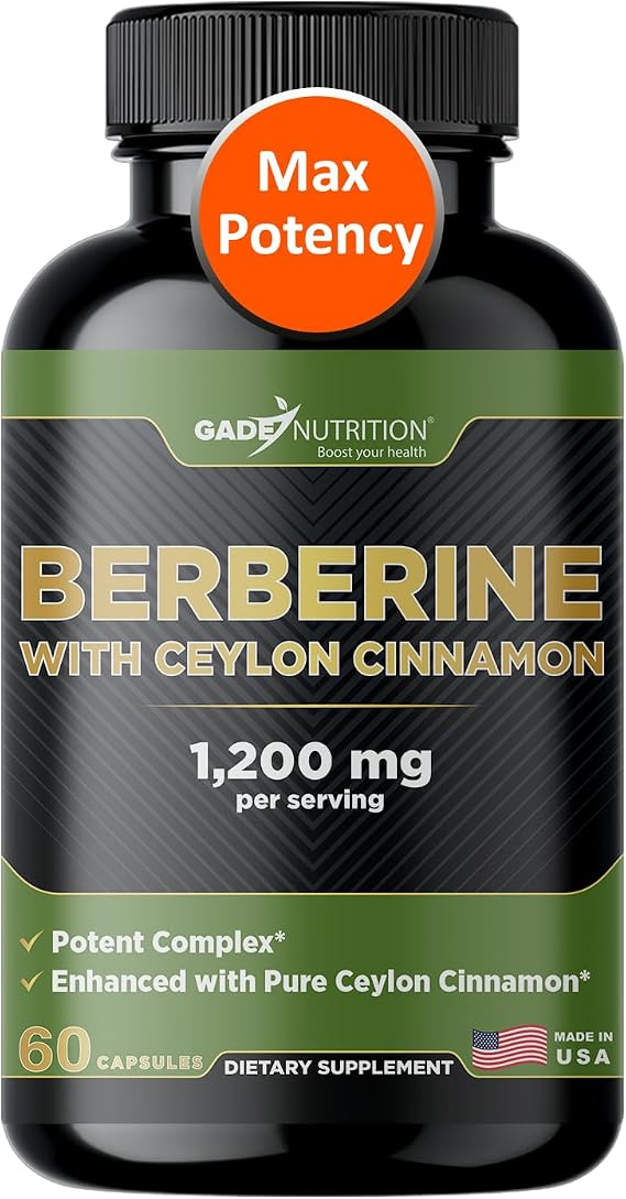 Gade Nutrition Berberine Supplement With Ceylon Cinnamon | Berberine Top Choice With Ceylon Cinnamon Capsules | Organic Veggie Capsules | USA Made