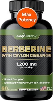 Gade Nutrition Berberine Supplement with Ceylon Cinnamon | Berberine Top Choice with Ceylon Cinnamon Capsules | Organic Veggie Capsules | USA Made