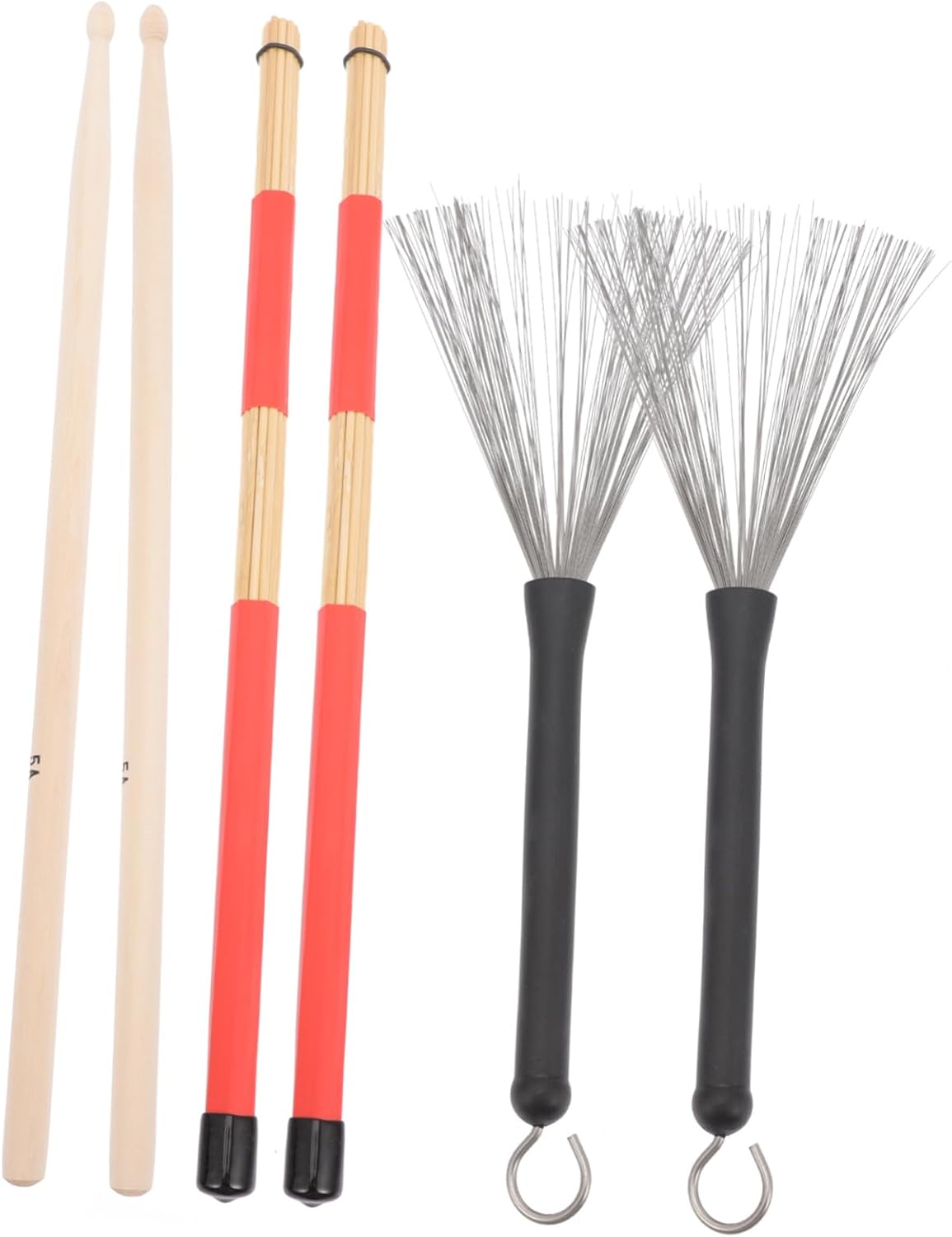 Drum Brush Kit with Drumsticks Multi-purpose Wire Brushes for Jazz Fusion for Students Easy to Carry with Storage Pouch