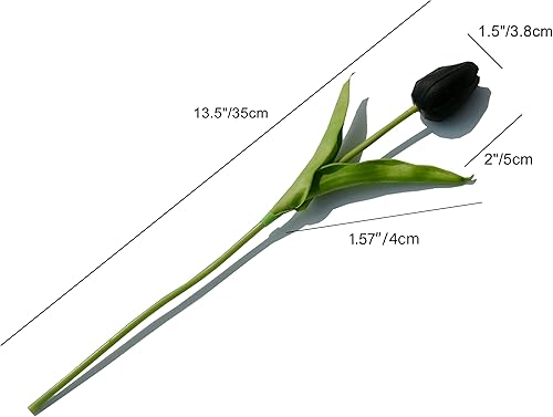 Miniatura 2 de Mandy's - 20 flores negras artificiales de tulipán de seda falsas de 13.5 pulgadas para Año Nuevo, primavera, Día de la Madre, Pascua, Día de San