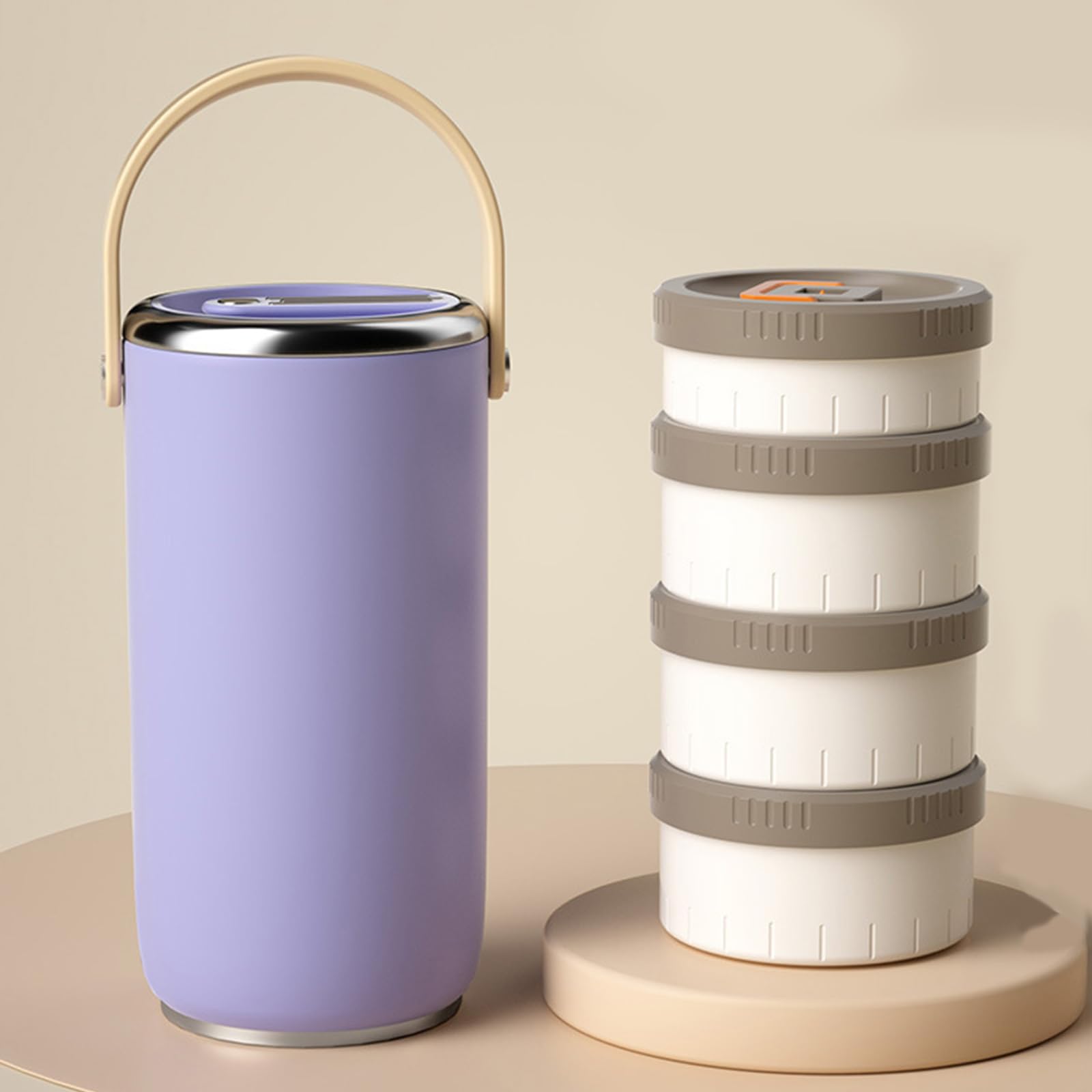 Vacuums - Barattolo per alimenti in acciaio inox isolato, contenitore Bentos a prova di perdite, con scomparto impilabile, per studenti, scatola Bentos in acciaio inox con contenitore