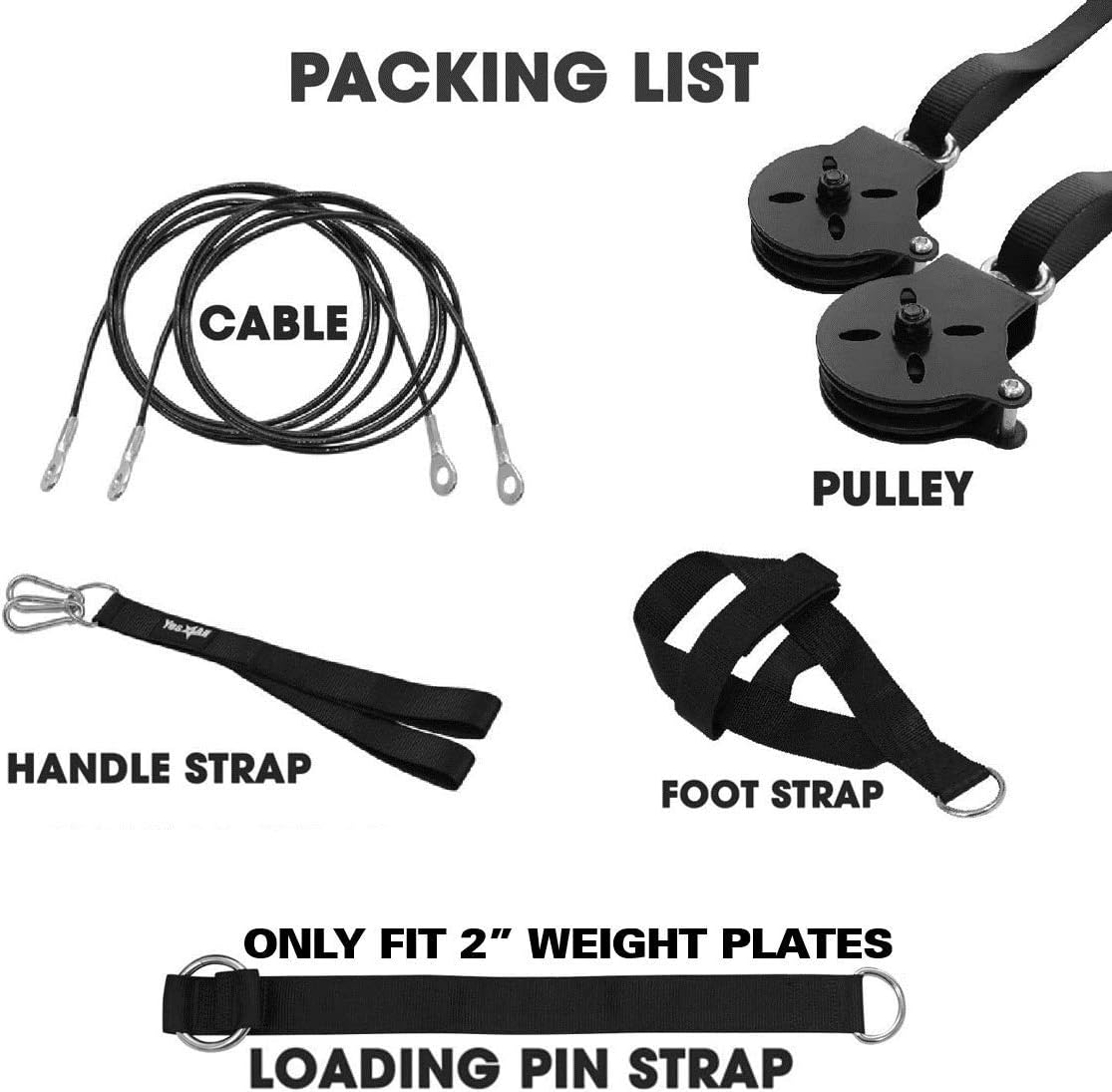 Yes4All Weight Plate Loading Pin 1 inch and 2 inch, Fitness LAT Cable Pulley System Gym, Heavy Duty Gym Equipment For Home with Tricep Rope Cable Attachment