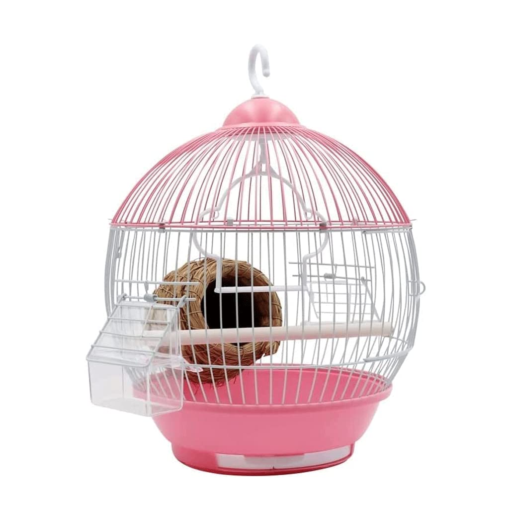 Jaula para pájaros, Jaula para pájaros, jaulas para pájaros Jaula para pájaros Sencilla pequeña con ventilación Integral, Soportes Colgantes Redondos con comedero (Rosa)