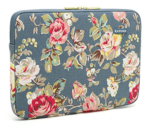 Kayond Water-Resistant Canvas 17 Inch Laptop Sleeve-Blue Water Hyacinth #TOP2