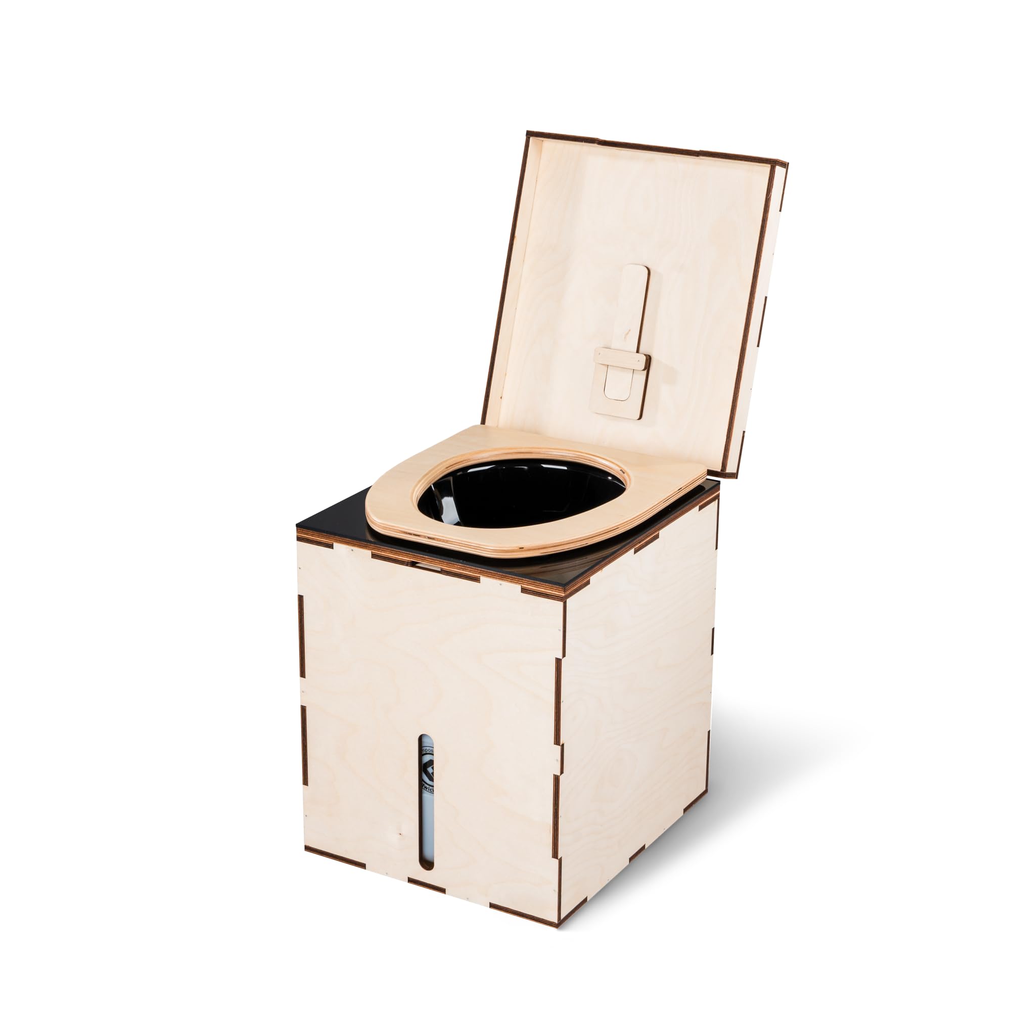 Kildwick MiniLoo Bausatz Trockentrenntoilette schwarz - Kompakte Campingtoilette für Camper, Tiny House, Garten, Boot, 9,5L Kanister, Magnetklobrille, Holzgehäuse, DIY-Komposttoilette