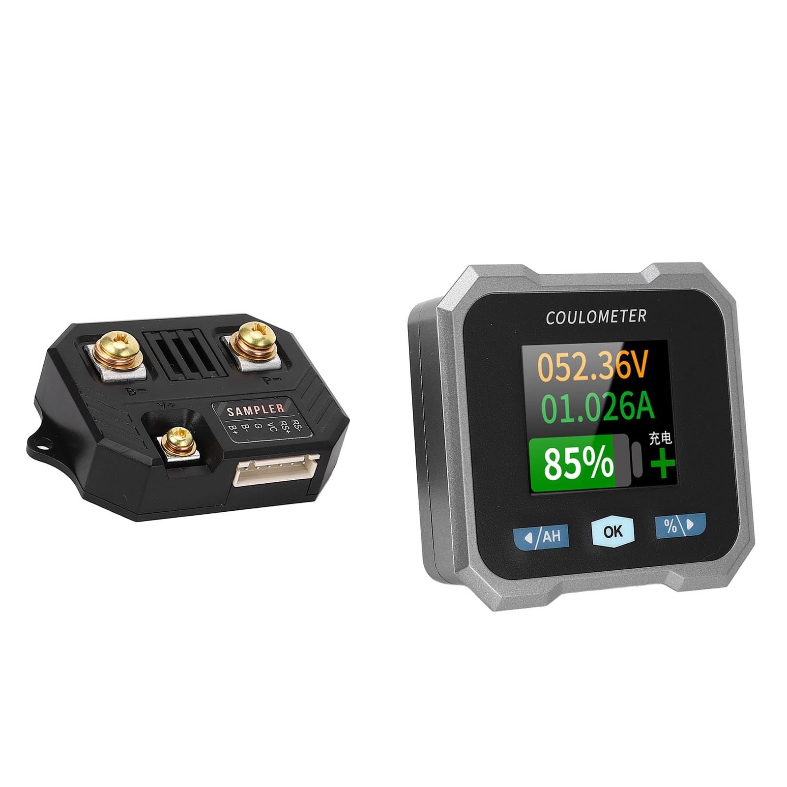 FTVOGUE Inteligentny Monitor Akumulatora, Wyświetlacz LCD, Wielofunkcyjny Tester Napięcia Akumulatora 10-100 V, Multimetr Prądu Stałego do Użytku Samochodowego i Morskiego