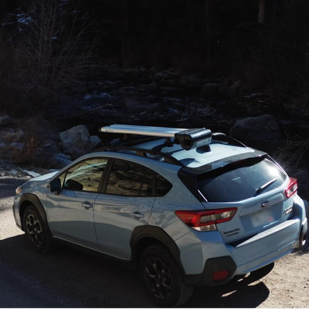 Riversmith River Quiver Shortcut 4-Banger Compact Roof Rack Fly Fishing Rod Holder for Car, Truck, SUV - 4 Rod Fly Rod Carrier 5ft 8.75in with Mounts, Silver