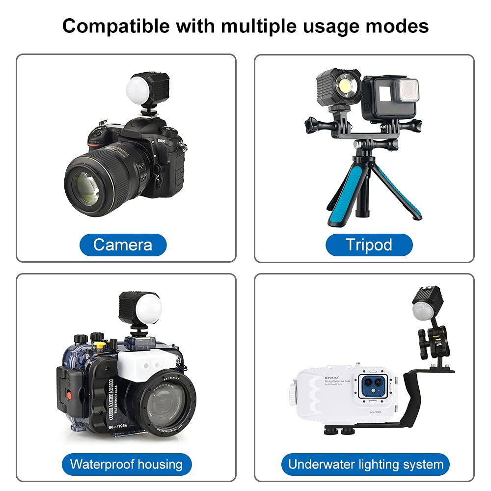 60 m Unterwasser-Fülllicht, LED, 2000 lm, wasserdicht, IPX8, für GoPro Hero9, Hero8, Hero7, 6, 5, für Insta360, One R, DJI Osmo Action