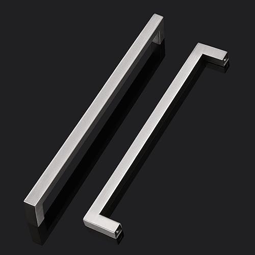 Miniatura 3 de Probrico Paquete de 10 manijas de acero inoxidable para cajones de gabinete de cocina, distancia de agujeros de 10 pulgadas, tiradores de níquel