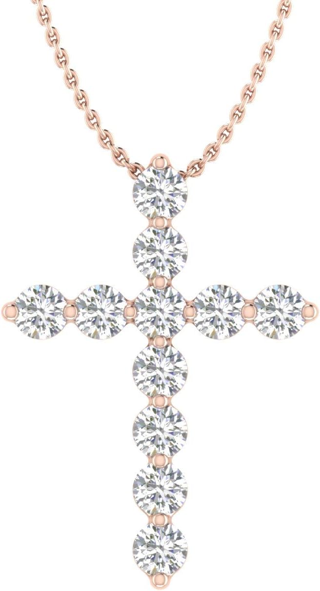 Diamond Cross Pendant Necklace in 10K Gold (0.17 cttw) (Silver Chain Included)