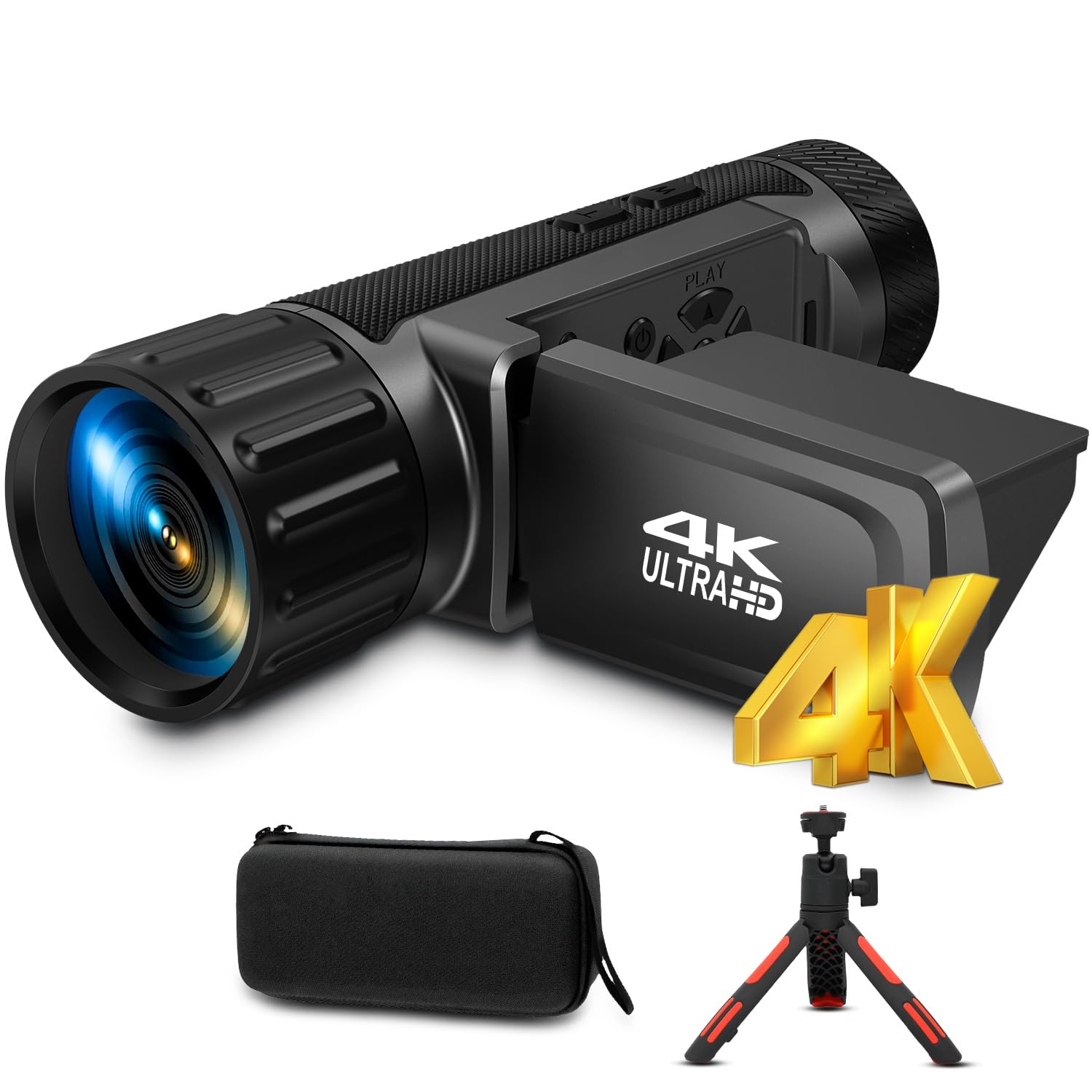 2 in 1 Monocular Telescope Camera, Max 4000ft 104X Digital Telescope with 3.0" Screen/Hood/Battery/SD Card/Case, 4K Video Camera Camcorder Manual Focus 48MP Photo Timelapse Camera