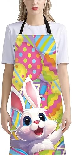 Miniatura 10 de Delantal de cocina para mujeres y hombres, delantal de girasol, perezoso, lobo, animales, estampado, extra largo, delantal de cocina ajustable