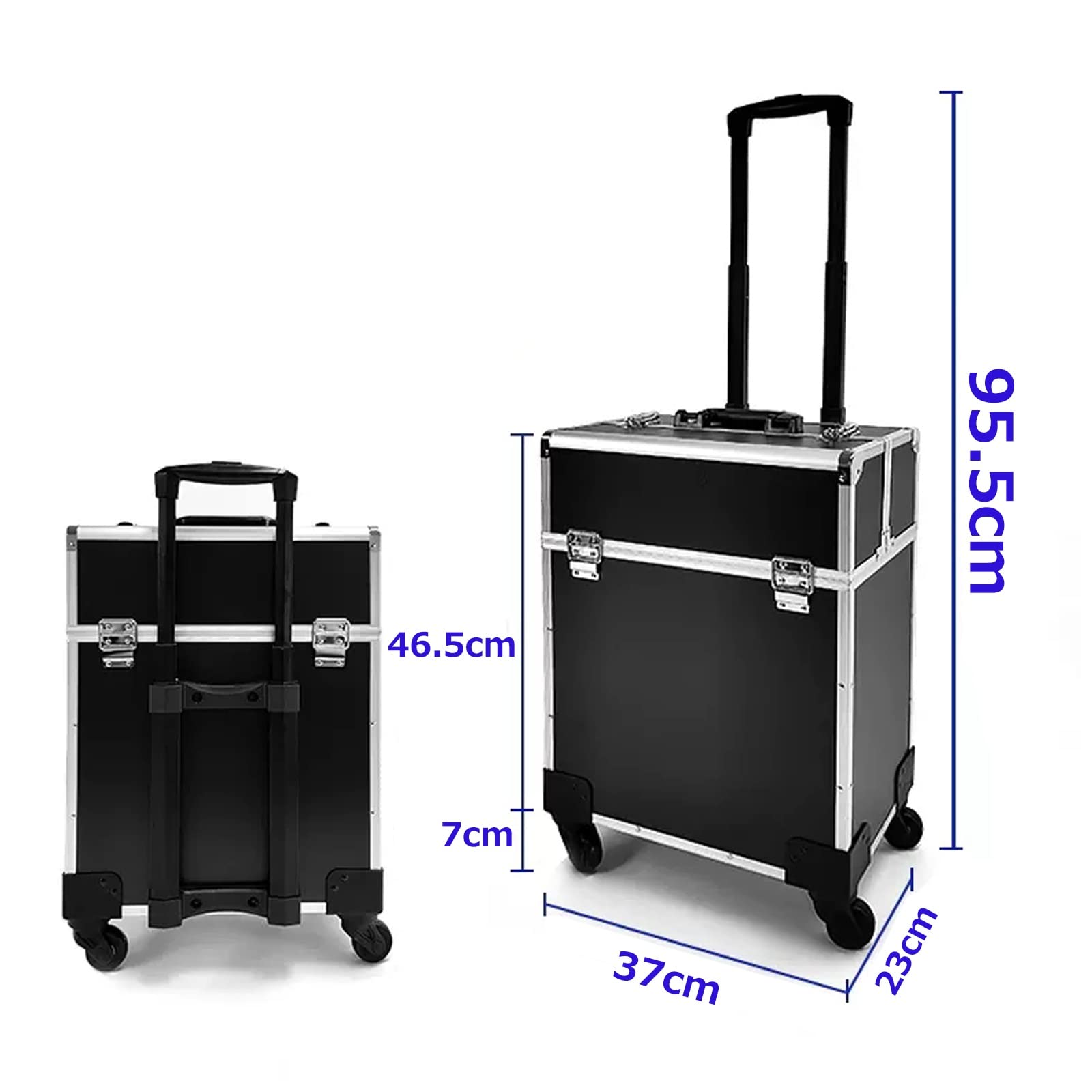 Valigetta in alluminio per truccatori e truccatori, borsa organizer professionale da viaggio, nero