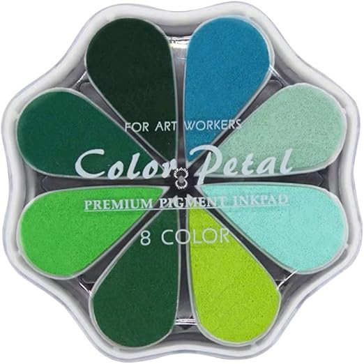 8 Color Craft Rainbow Finger Ink Pads Stamps, Small Rubber Stamp Ink Pads, Pigment Petal Point Option Pad, Washable, for Card Making, Scrapbook, Kids Painting DIY, Letters Diary Album (1016)