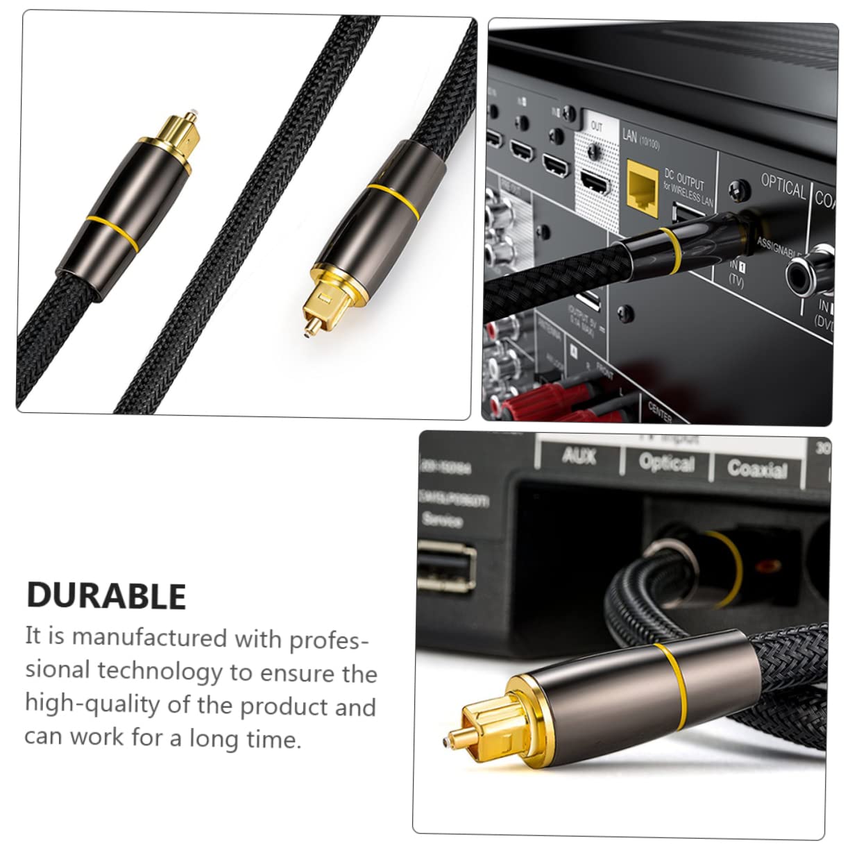 Câble Audio Optique Numérique 10m en Fibre Optique Noir