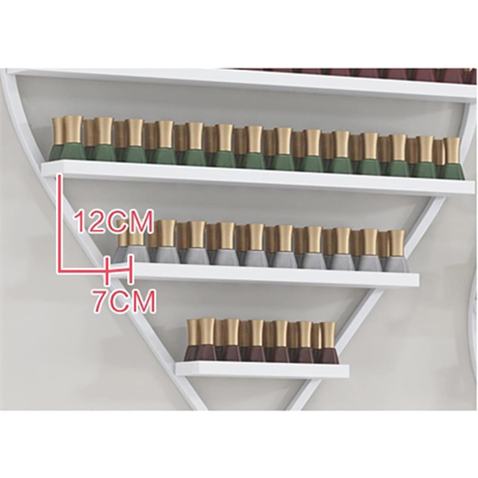 d'oro,6 Sets, Scaffale da Parete per Smalto Scaffali Espositore Supporto per Organizer per Smalti Ripiani Cremagliera in Metallo Mensole Galleggiante per Oli Essenziali Bottiglie